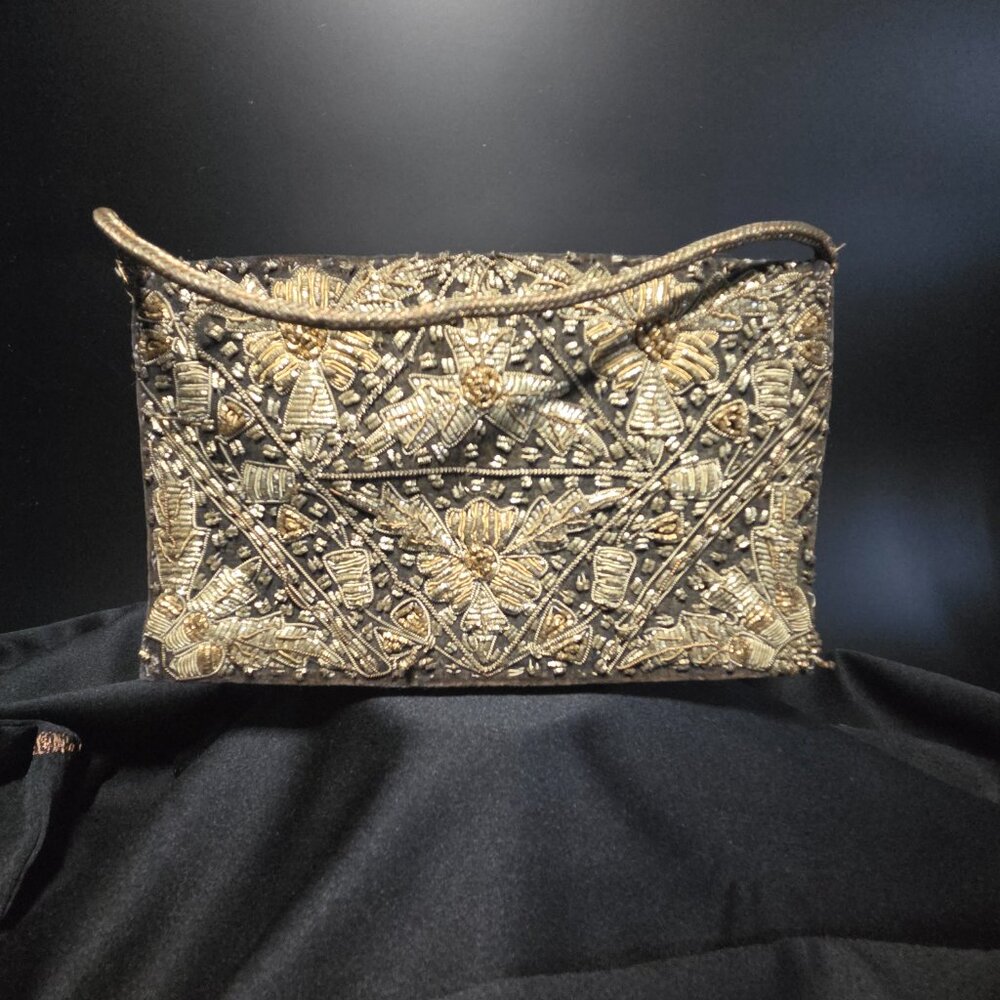 Black Velvet and Zari Embroidery Clutch Purse